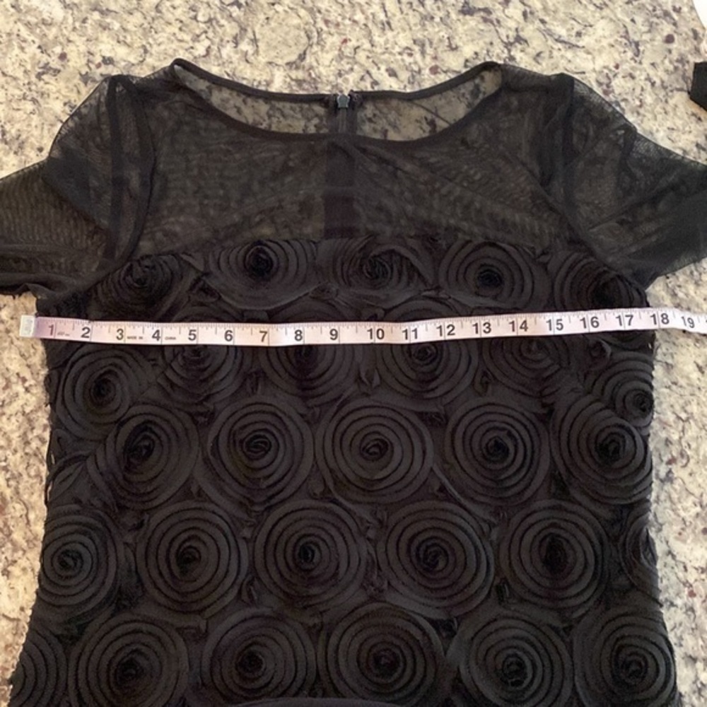 Adrianna Papell black rosette sheer mesh evening dress 8 NN18 - Picture 11 of 11